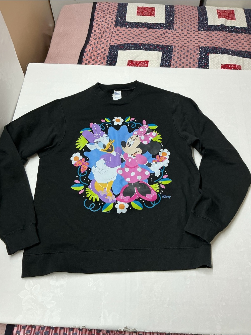 Disney Black Sweatshirt with Minnie & Daisy Floral Graphic